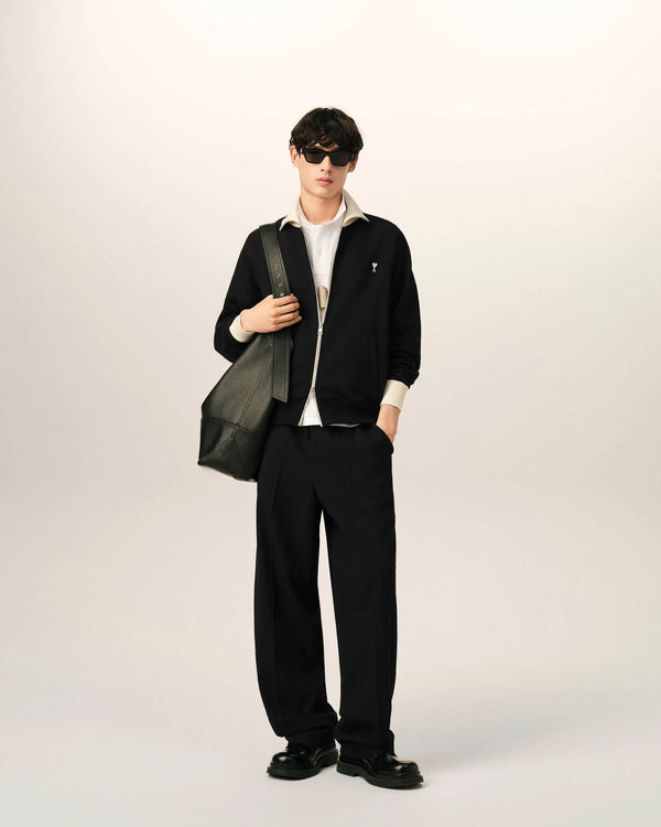 Jacket in Loopback Light Fleece Contrasted Details