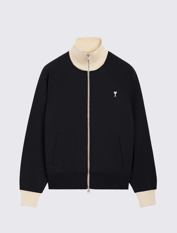 Jacket in Loopback Light Fleece Contrasted Details