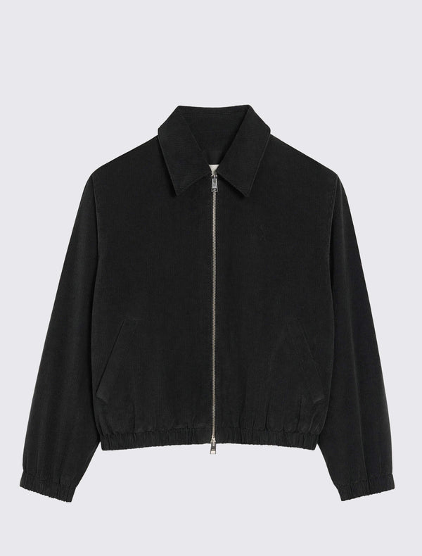 Padded Zipped Jacket in Fine Corduroy Velvet