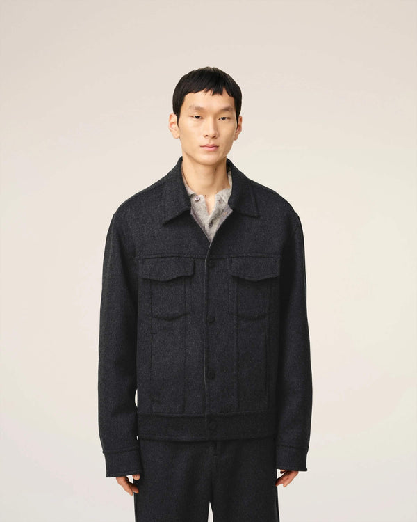 Trucker Jacket in Double-Faced Bicolour Wool