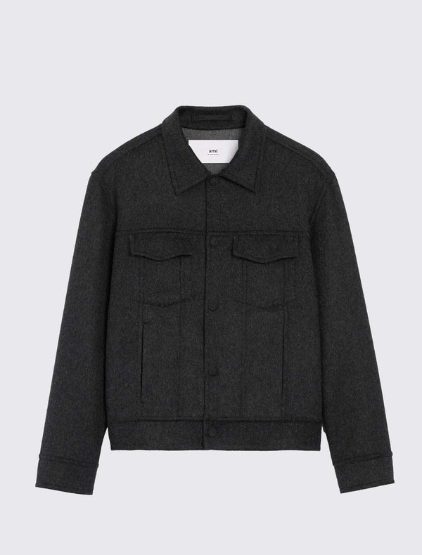 Trucker Jacket in Double-Faced Bicolour Wool