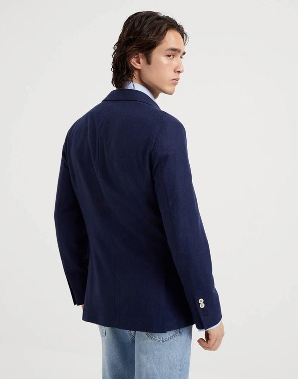 Diagonal Twill Unconstructed Blazer in Wool Silk and Cashmere