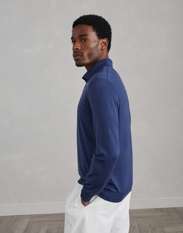 Polo-Style Sweater in Virgin Wool and Cashmere