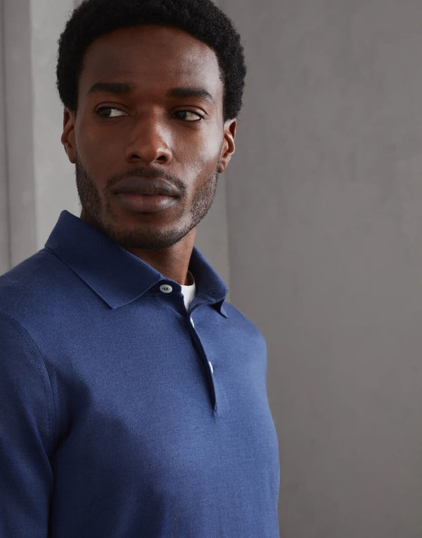 Polo-Style Sweater in Virgin Wool and Cashmere