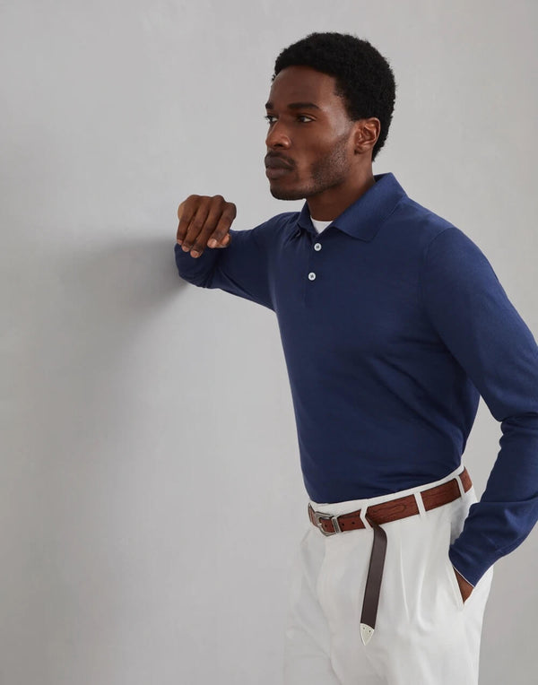 Polo-Style Sweater in Virgin Wool and Cashmere