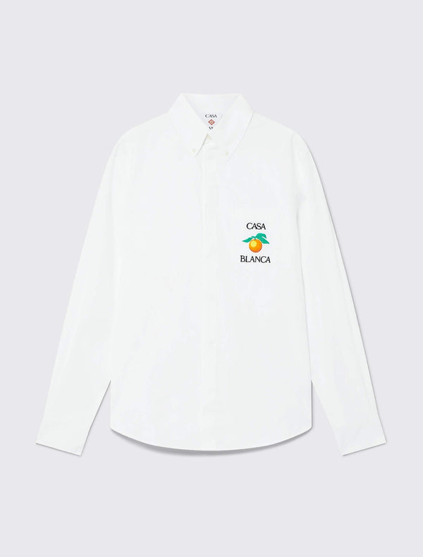 Embroidered Orange Oxford Shirt