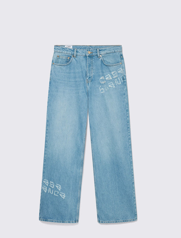 Graffiti Distressed Denim Jeans