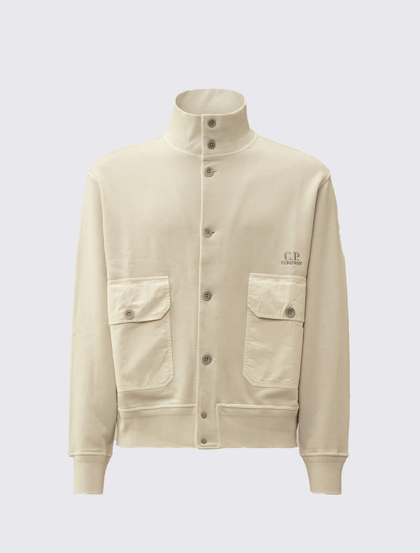 Cotton Diagonal Fleece Resist Dyed Button Sweatshirt