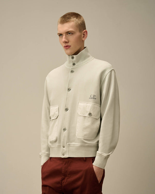 Cotton Diagonal Fleece Resist Dyed Button Sweatshirt