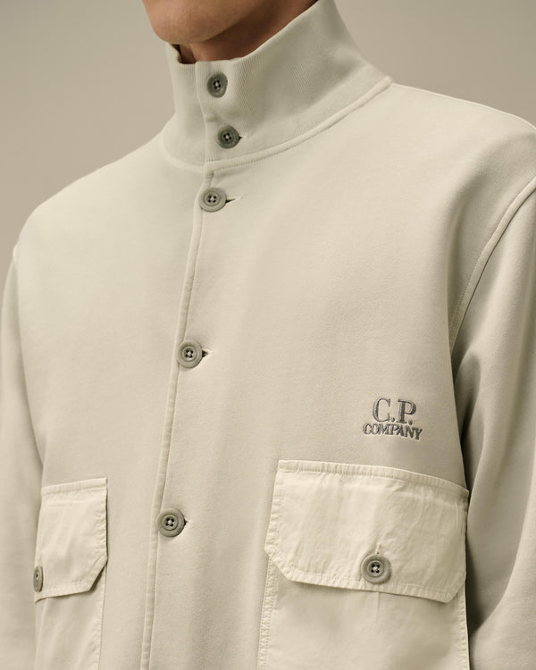 Cotton Diagonal Fleece Resist Dyed Button Sweatshirt