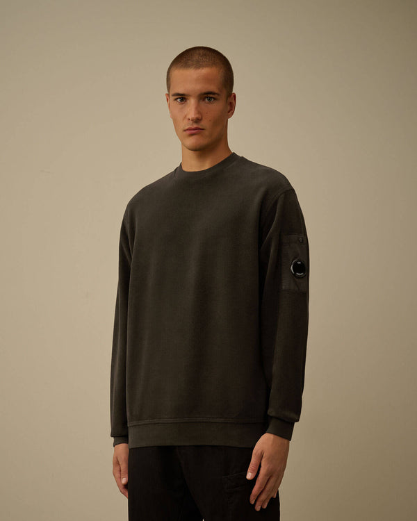 Brushed Emerized Diagonal Fleece Crewneck