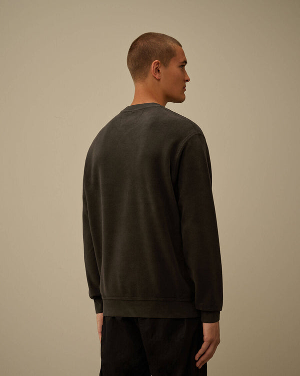 Brushed Emerized Diagonal Fleece Crewneck