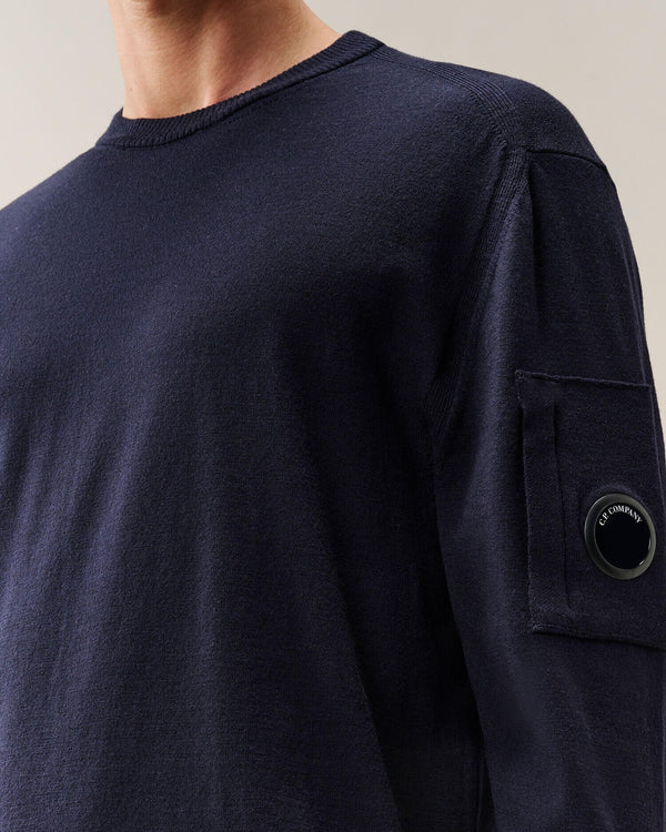 Extrafine Merino Wool Lens Crewneck Sweater
