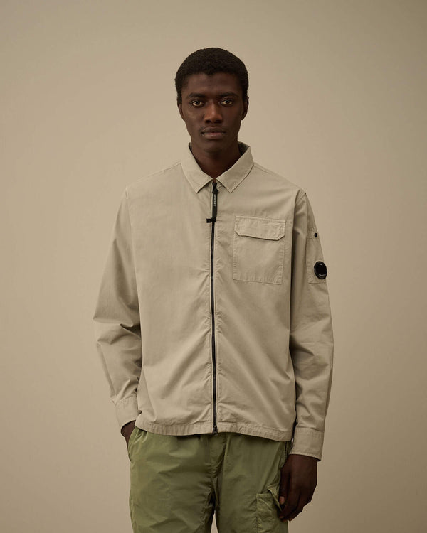 Organic Gabardine Zipped Overshirt