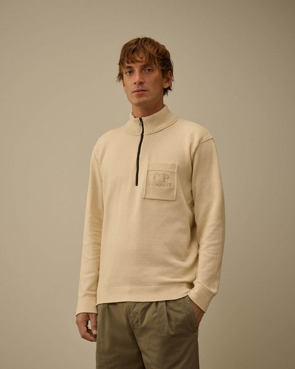 Soft Cotton Stretch Chest Pocket Half Zip Sweater