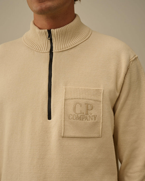 Soft Cotton Stretch Chest Pocket Half Zip Sweater