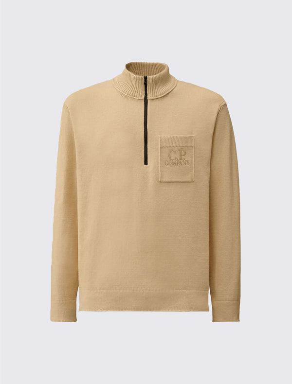 Soft Cotton Stretch Chest Pocket Half Zip Sweater