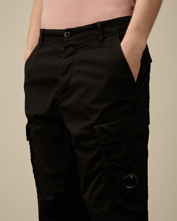 Stretch Sateen Loose Cargo Pants