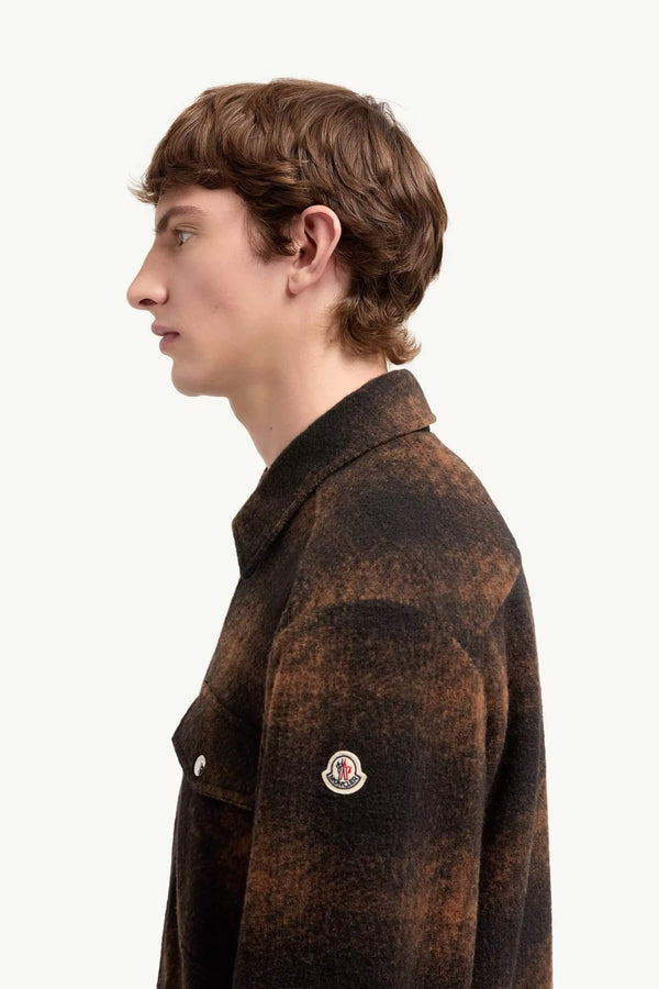 Check Jersey Zip-Up Shirt Jacket