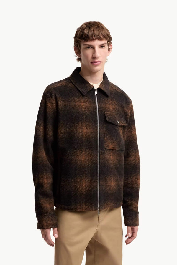Check Jersey Zip-Up Shirt Jacket