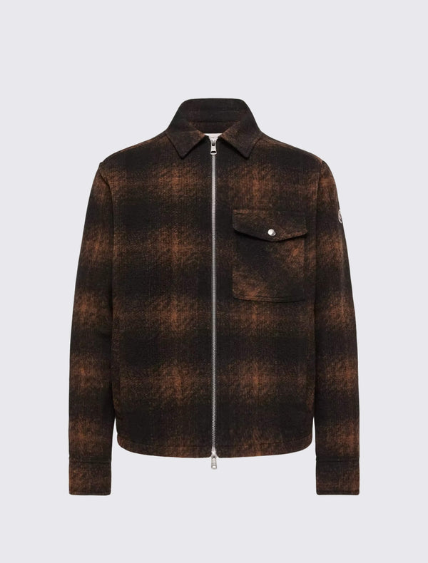 Check Jersey Zip-Up Shirt Jacket
