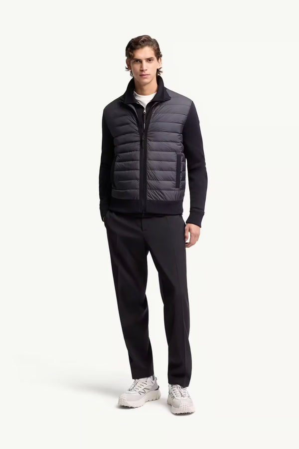 Padded Zip-Up Wool Cardigan