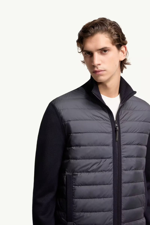 Padded Zip-Up Wool Cardigan