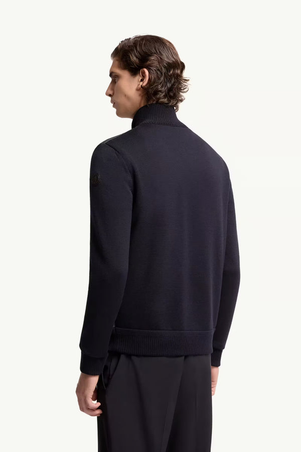 Padded Zip-Up Wool Cardigan