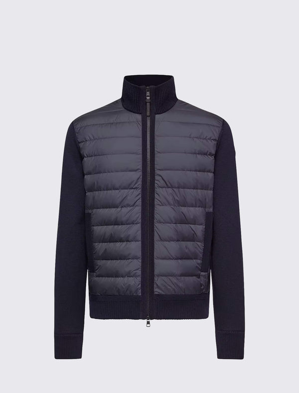 Padded Zip-Up Wool Cardigan