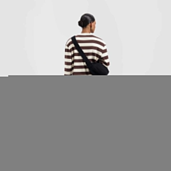 W Striped Rib Retro Logo Crewneck