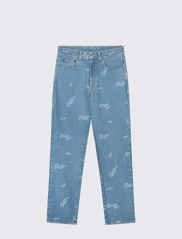 Wavy AOP Denim Pants