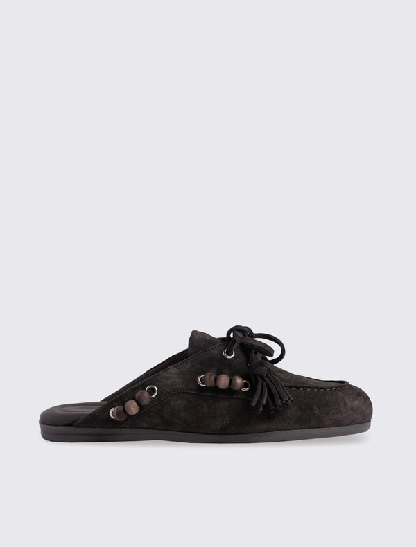 Boat Loafer Mule Fur Beads