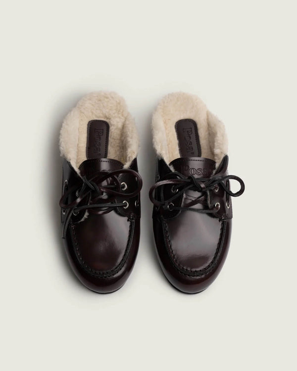 Boat Loafer Mule Fur Box Leather