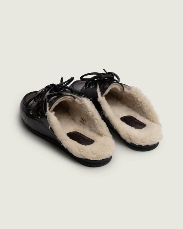 Boat Loafer Mule Fur Box Leather