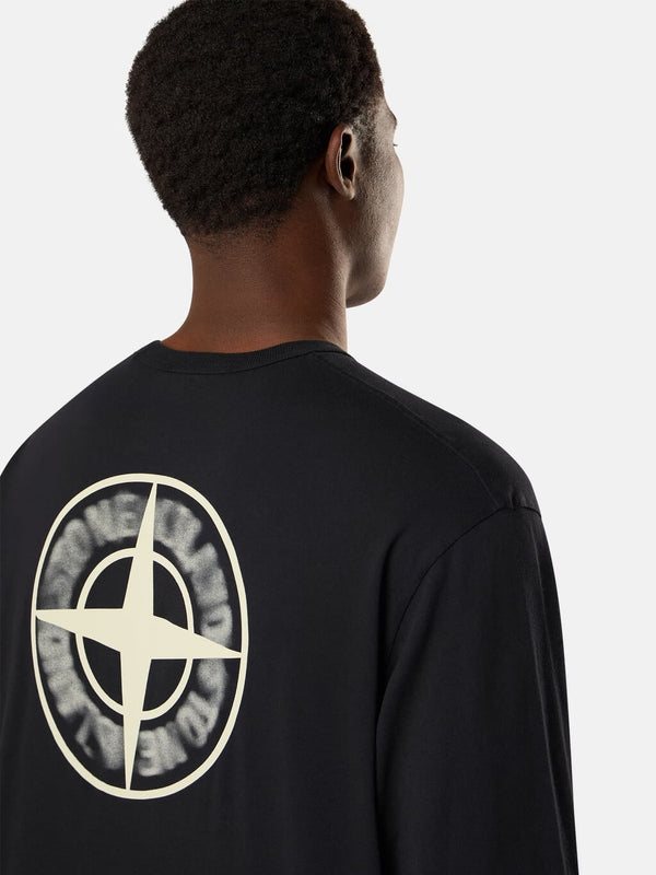 2100029 Long-Sleeve T-Shirt with Blurred Compass Print