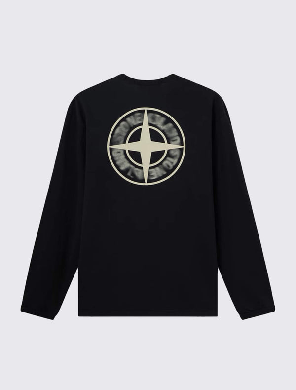2100029 Long-Sleeve T-Shirt with Blurred Compass Print