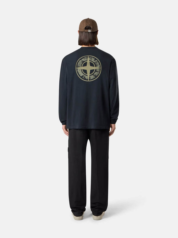 2100029 Long-Sleeve T-Shirt with Blurred Compass Print