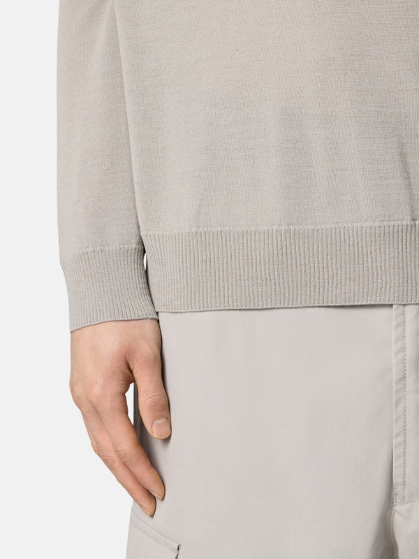 2200005 Ghost Long-Sleeve Polo Shirt in Crepe Cotton