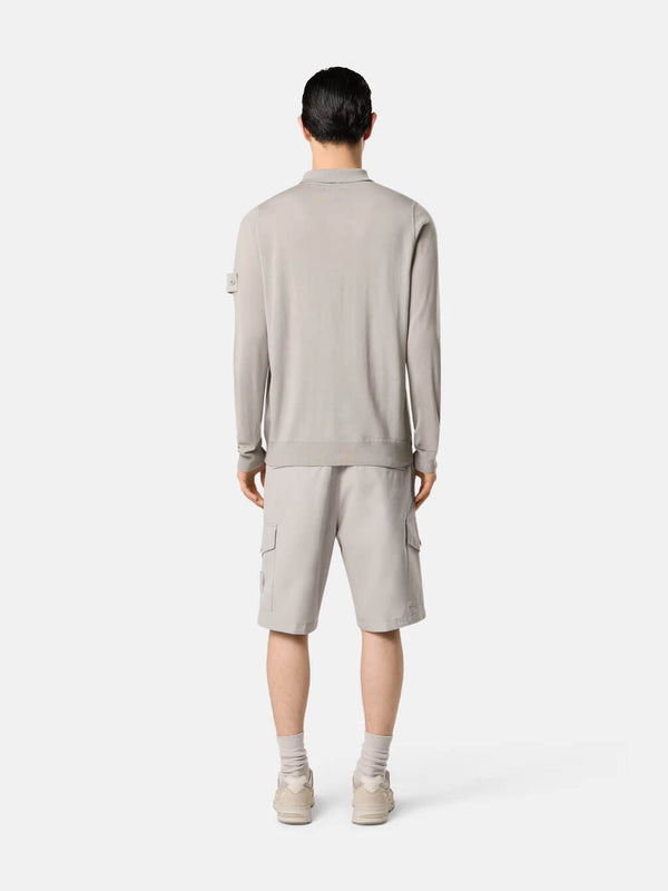2200005 Ghost Long-Sleeve Polo Shirt in Crepe Cotton