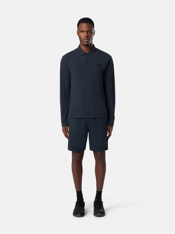 2200005 Ghost Long-Sleeve Polo Shirt in Crepe Cotton