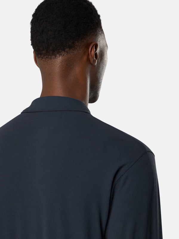 2200005 Ghost Long-Sleeve Polo Shirt in Crepe Cotton