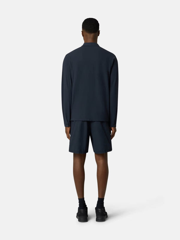 2200005 Ghost Long-Sleeve Polo Shirt in Crepe Cotton