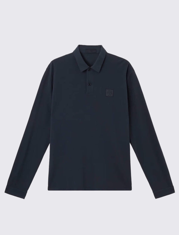 2200005 Ghost Long-Sleeve Polo Shirt in Crepe Cotton