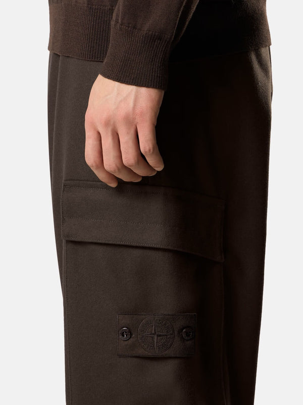 3100021 Ghost Cargo Trousers in Carded Wool Nylon Flannel