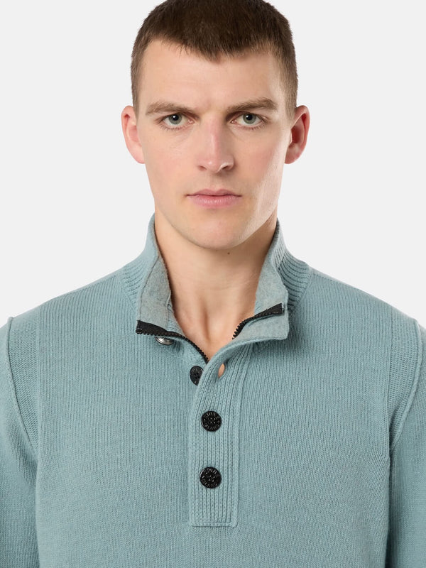 540A3 Lambswool Half-Zip Sweater with Buttons