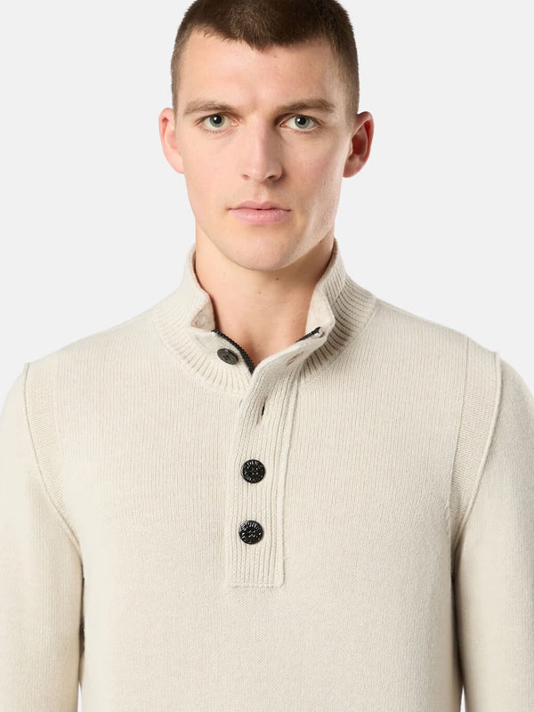 540A3 Lambswool Half-Zip Sweater with Buttons