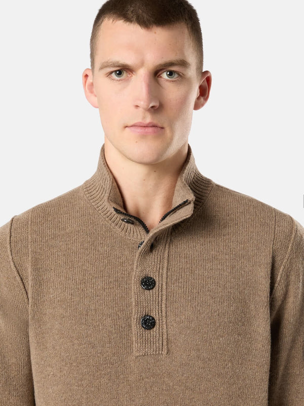 540A3 Lambswool Half-Zip Sweater with Buttons