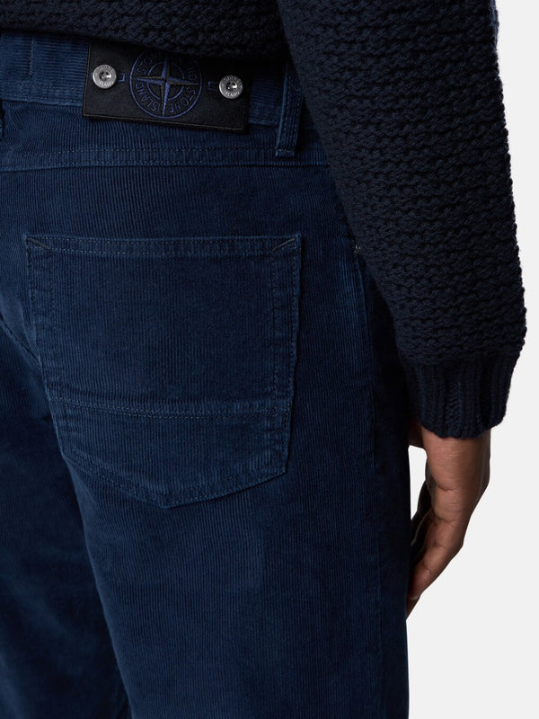 J100005 Indigo Micro Corduroy-Rinsed Five Pocket Jeans