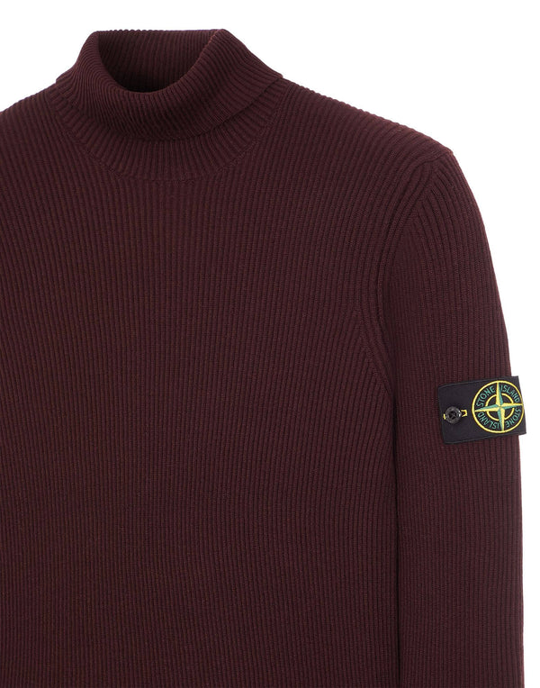 Polo Neck Knit in Full-Rib Wool