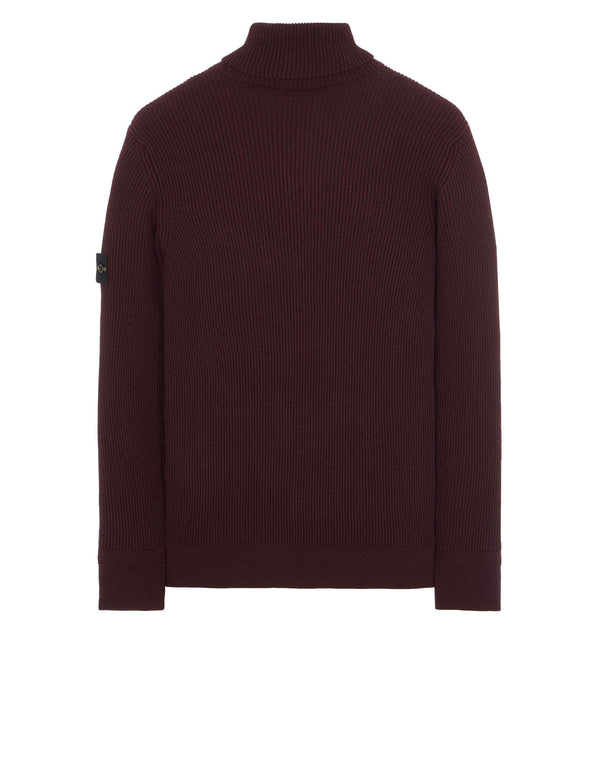 Polo Neck Knit in Full-Rib Wool